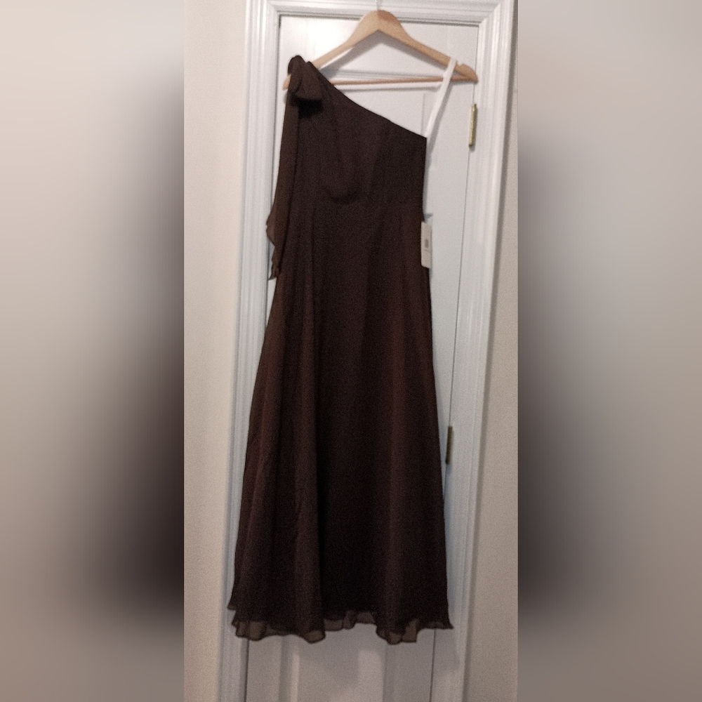 Babaroni Chocolate Brown chiffon Bridesmaid Dress NWT